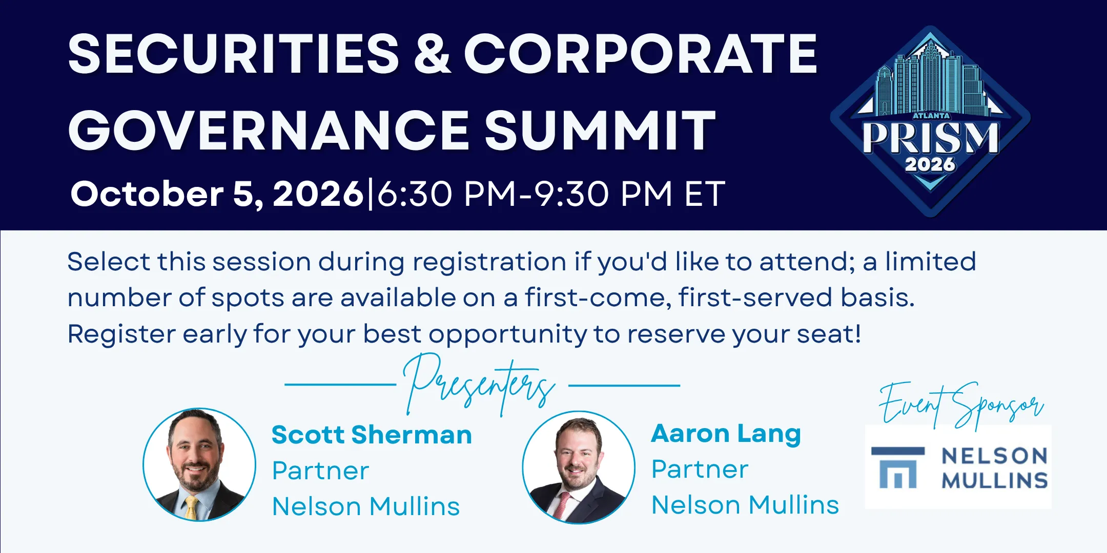 Nelson Mullins in Atlanta on October 5 for an exclusive, invite-only reception showcasing the firm’s 2nd Annual Securities and Corporate Governance Summit.